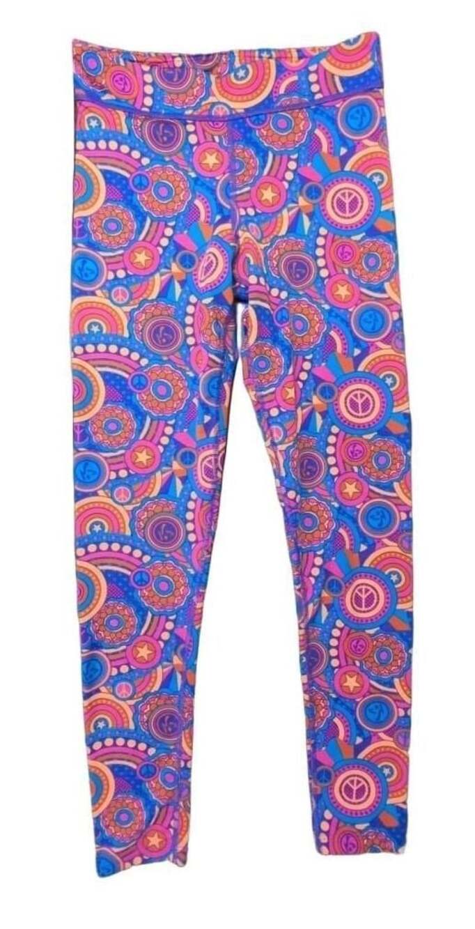 Zumba Wear Psychedelic Print Long Leggings YLarge YLg/Yg Women's XS